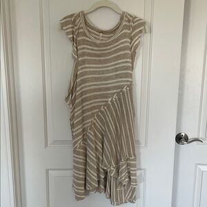 NWT Free People Striped Knit Top in Beige & White